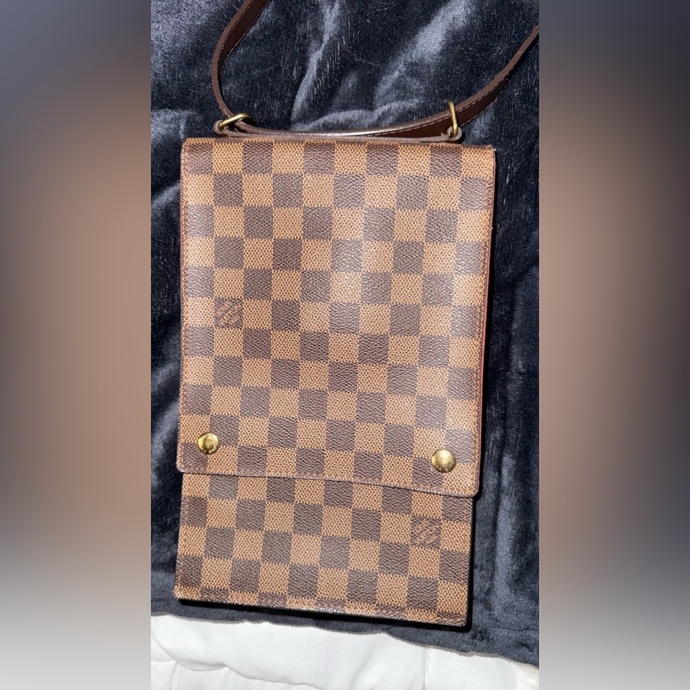 Louis Vuitton Portobello Shoulder Bag in Damier Ebene.